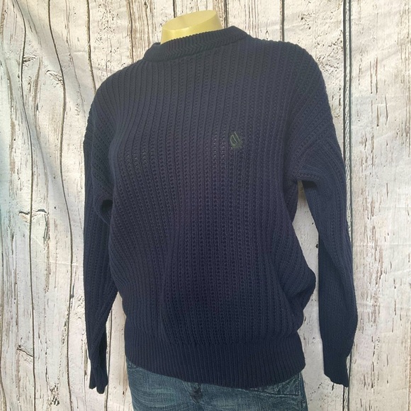 Genuine Vintage Nautica Tight Knit Navy Blue Preppy Sweater Women’s Small - Picture 4 of 6